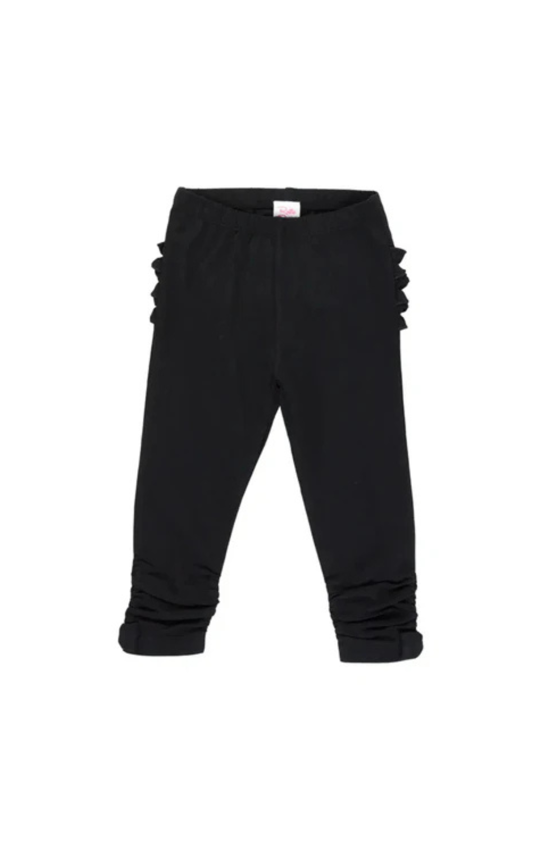 Baby Girls Black Ruched Bow Leggings