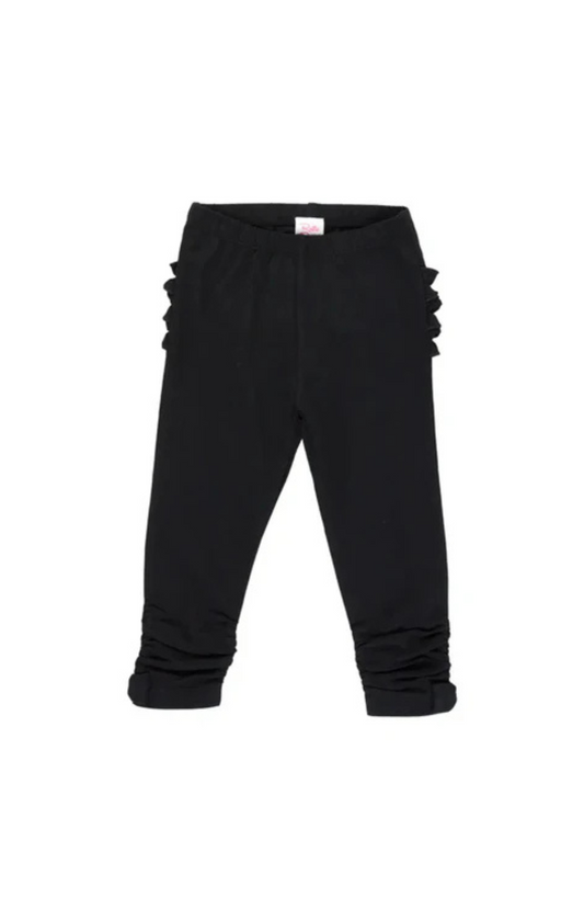 Baby Girls Black Ruched Bow Leggings