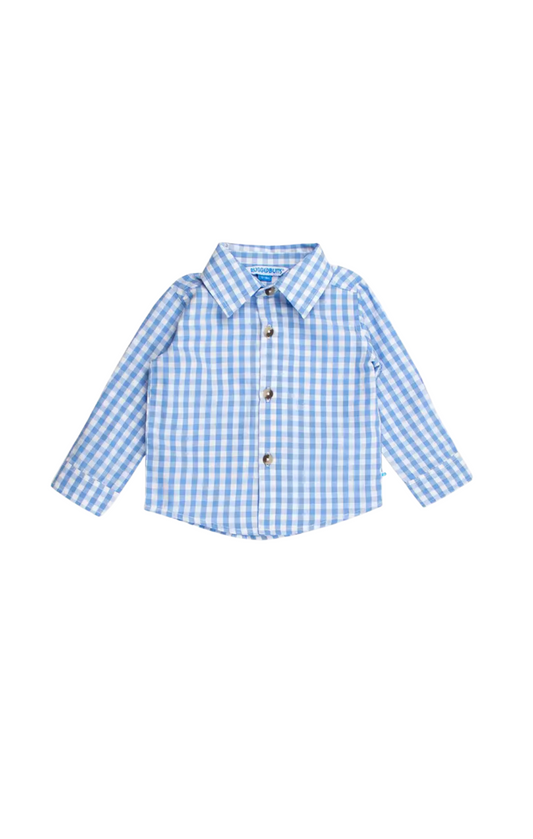 Boys Classic Periwinkle Blue Gingham Long Sleeve Button Down