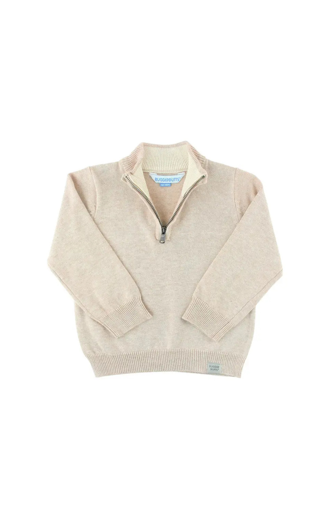 Boys Heather Oatmeal Quarter-Zip Sweater