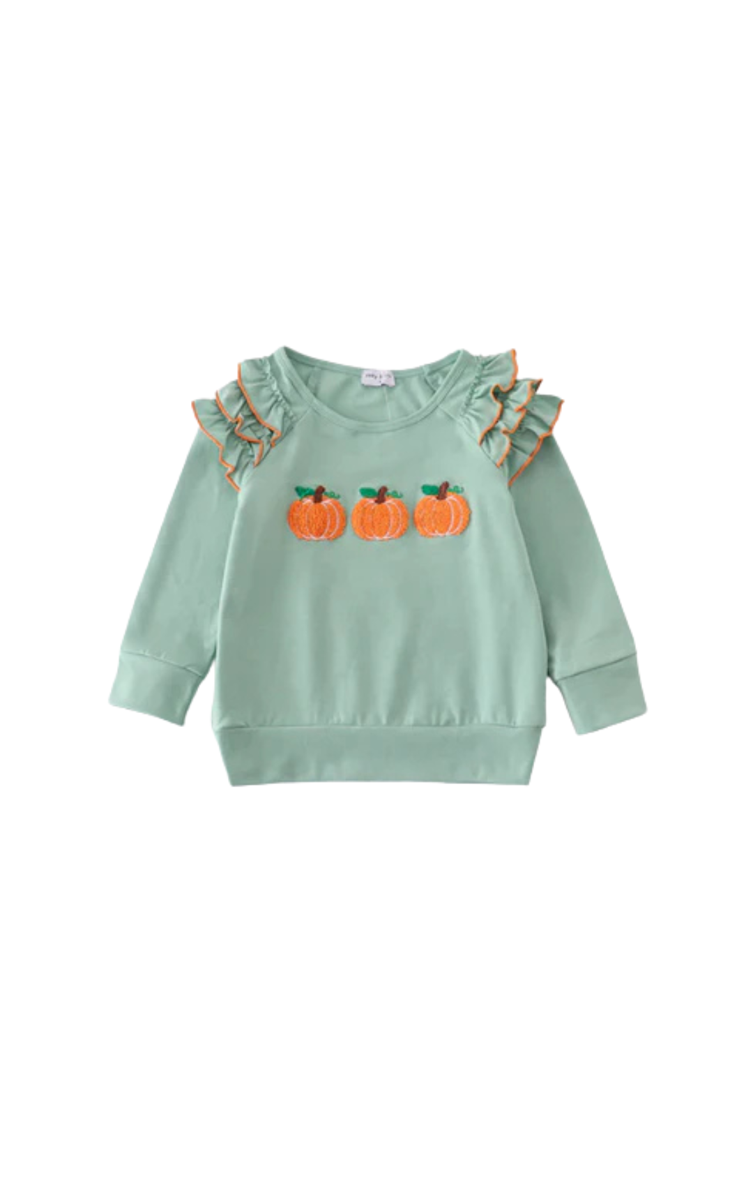 Sage Pumpkin French Knot Ruffle Top