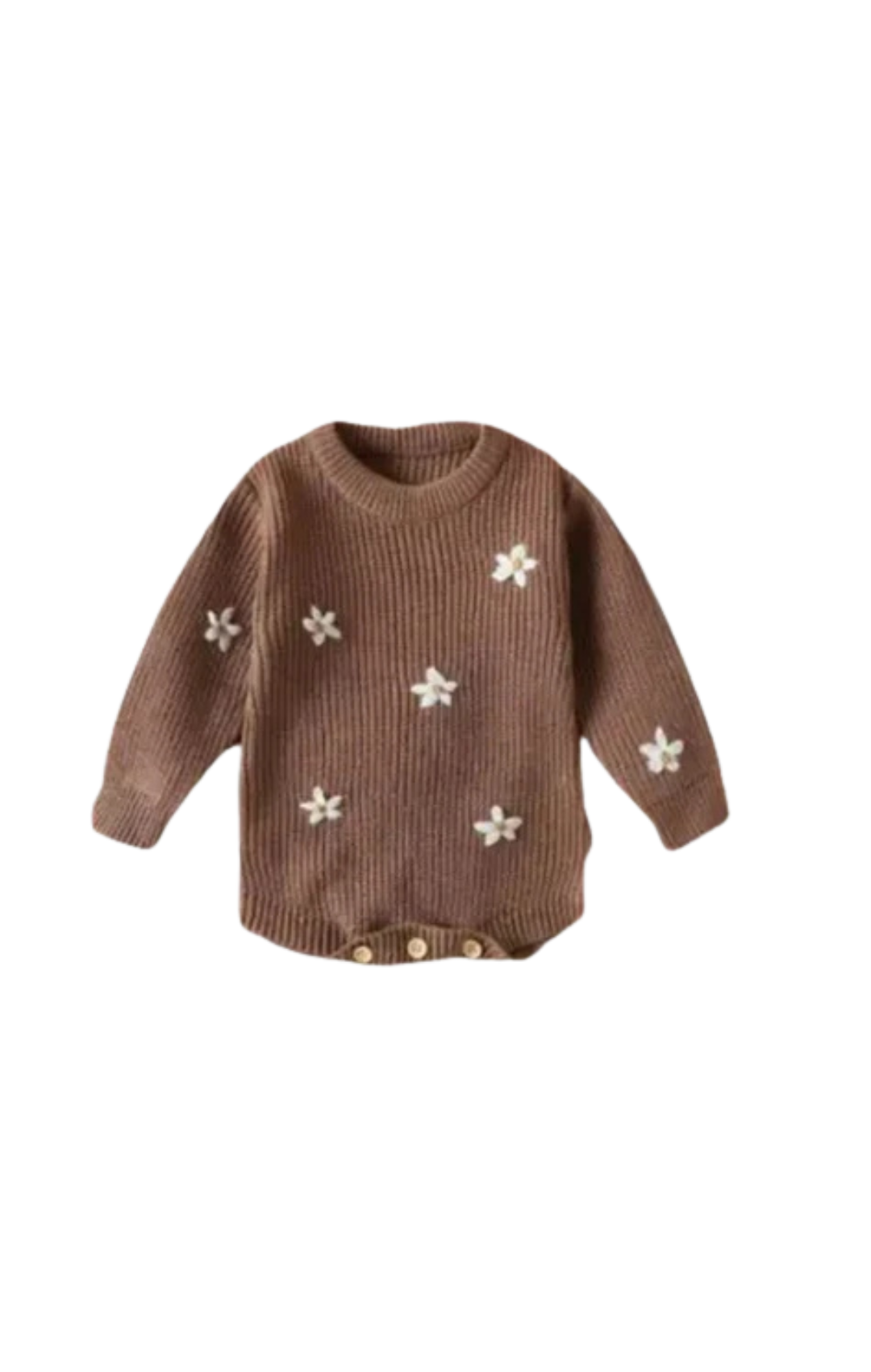 Flower Embroidered Knit Sweater Onesie