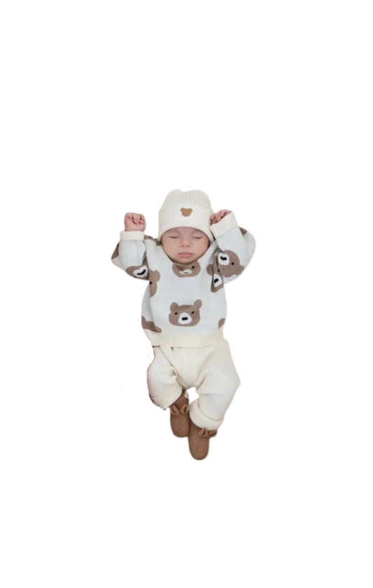 Little Bear Jacquard Sweater - Cream