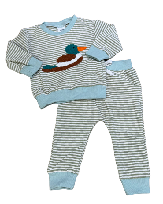 Waffle Knit Striped Mallard Lounge Set