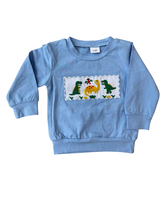 Blue Dino Gingham Pant Set