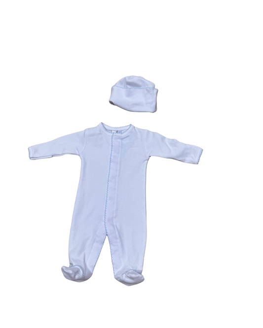 White & Blue Picot Footie