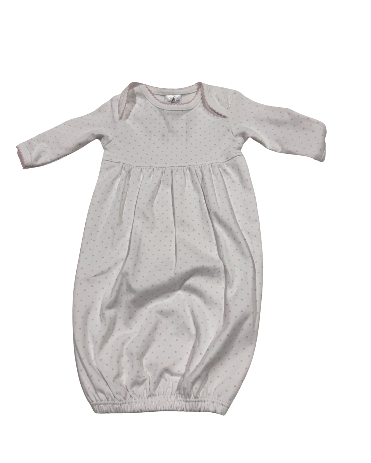 Pima Gown White & Pink Dots