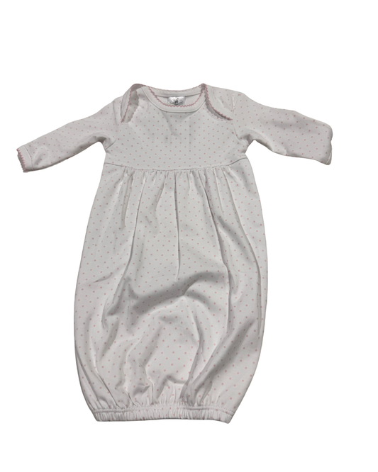 Pima Gown White & Pink Dots