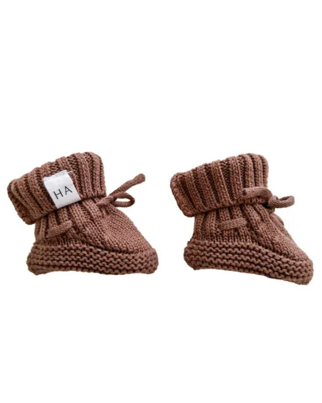 Organic Knit Booties - Brown
