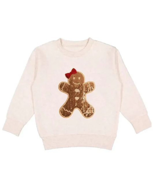 Gingerbread Sequin Patch Christmas Sweatshirt