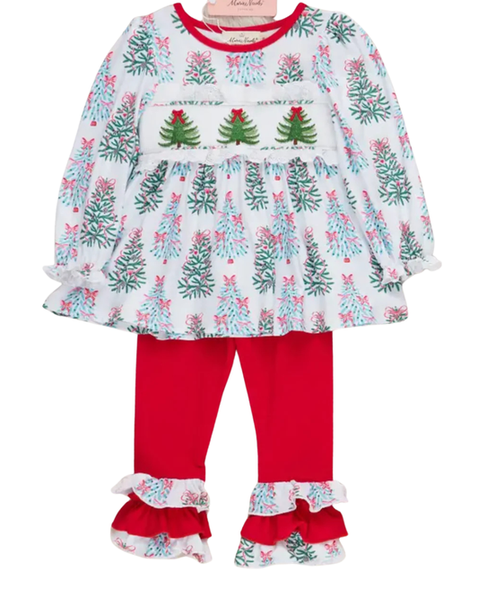 Evergreen Nettles Smocked Ruffle Outfit