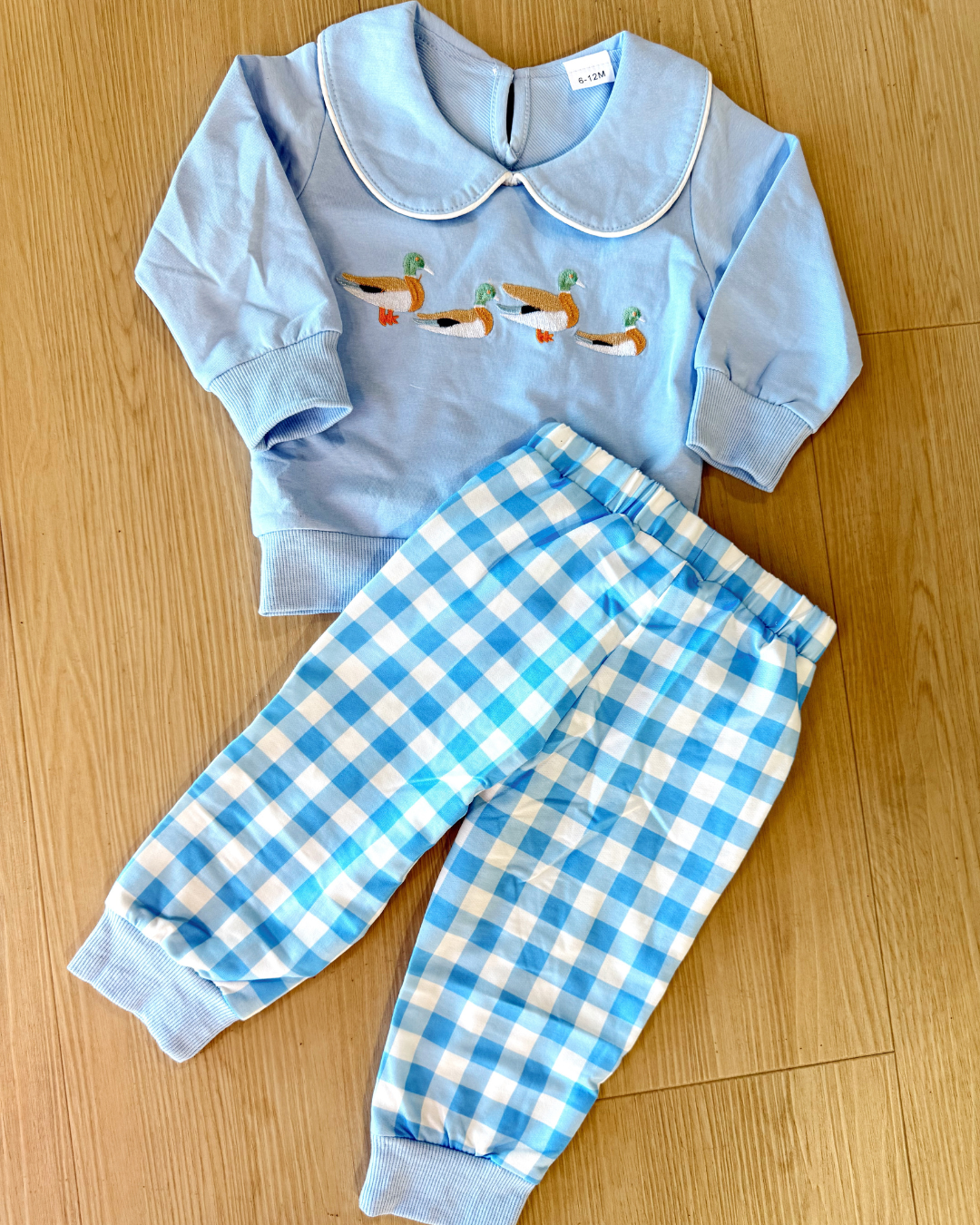 Blue Collared Mallard Gingham Pant Set