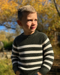 Load image into Gallery viewer, Green/Cream Stripe Sweater
