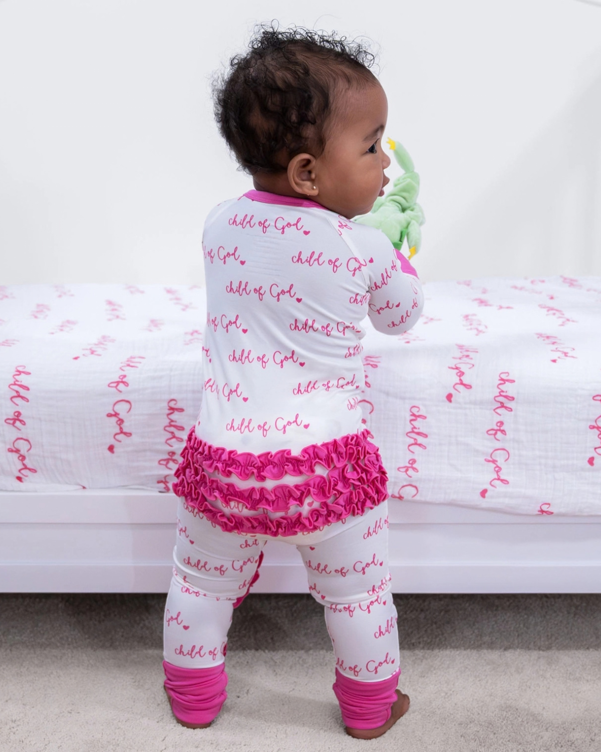 Bamboo Baby Ruffle Zipper Pajama Pink Child of God