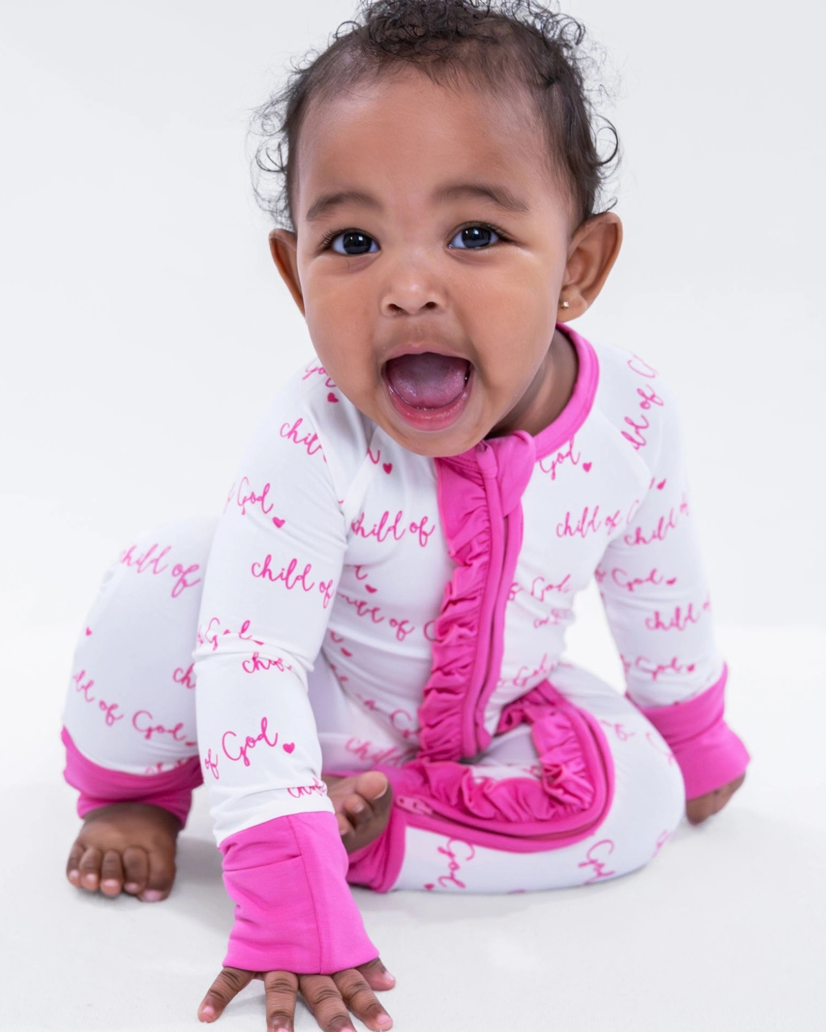 Bamboo Baby Ruffle Zipper Pajama Pink Child of God