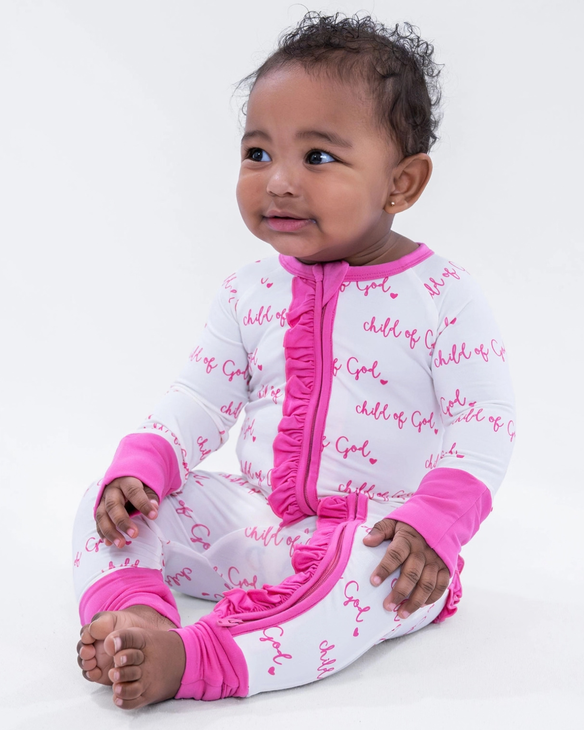 Bamboo Baby Ruffle Zipper Pajama Pink Child of God