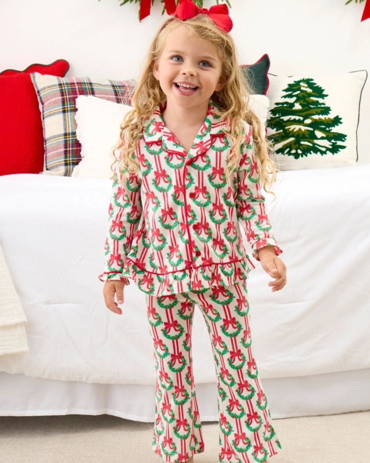 Deck The Halls Ruffle Flare Pajama Set