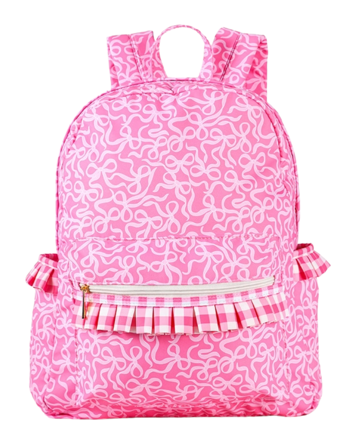 Gingham Ruffle Bow Printed Backpack