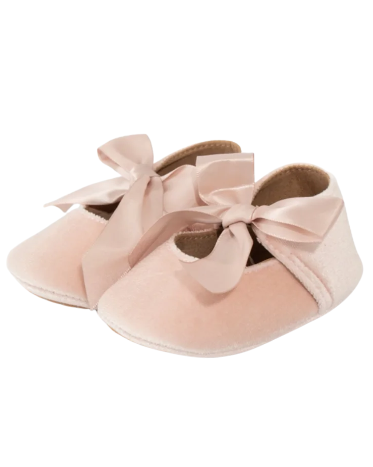Velvet Bow Ballerina Shoe-Pink