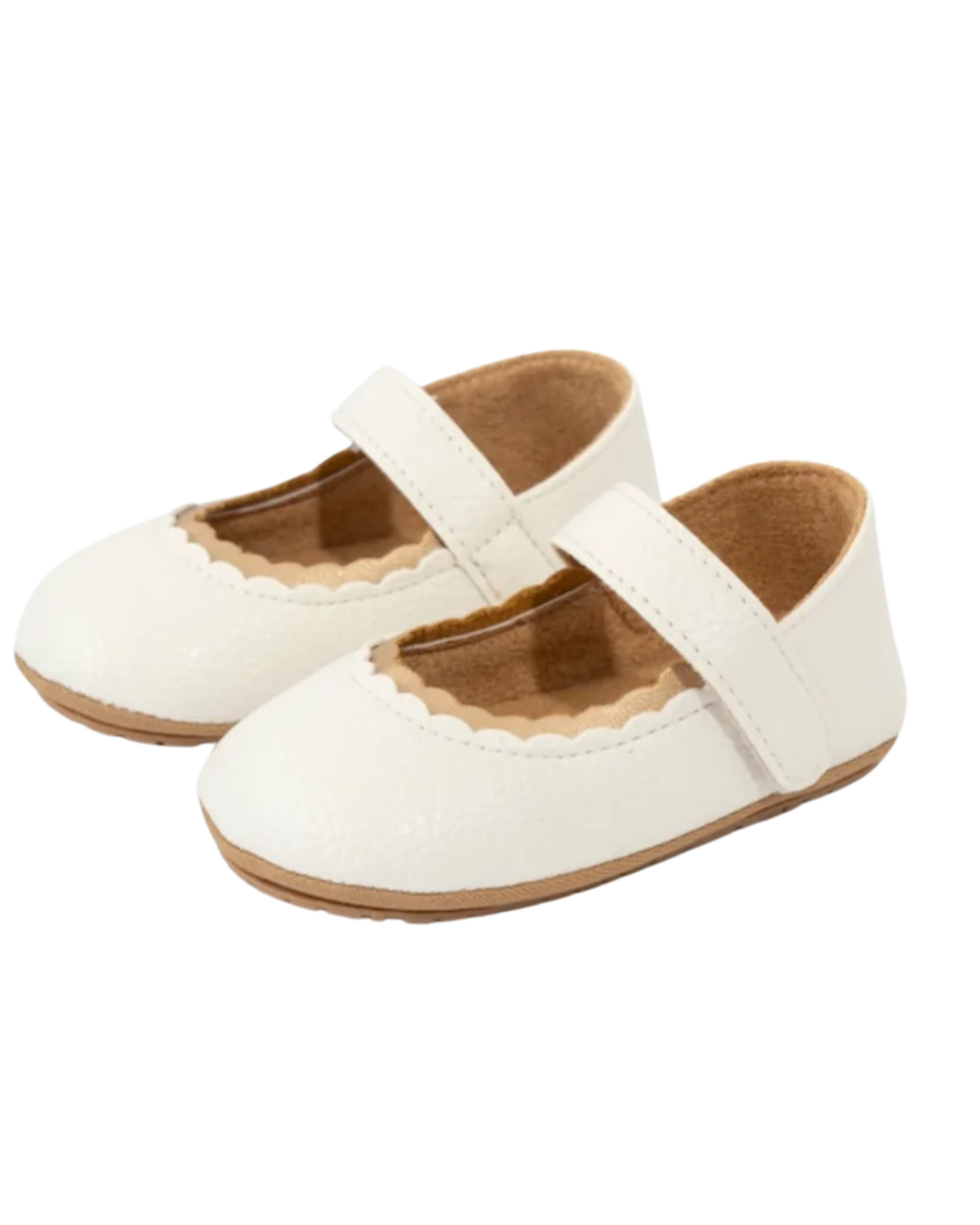 Scalloped Toe Mary Jane Shoe- White