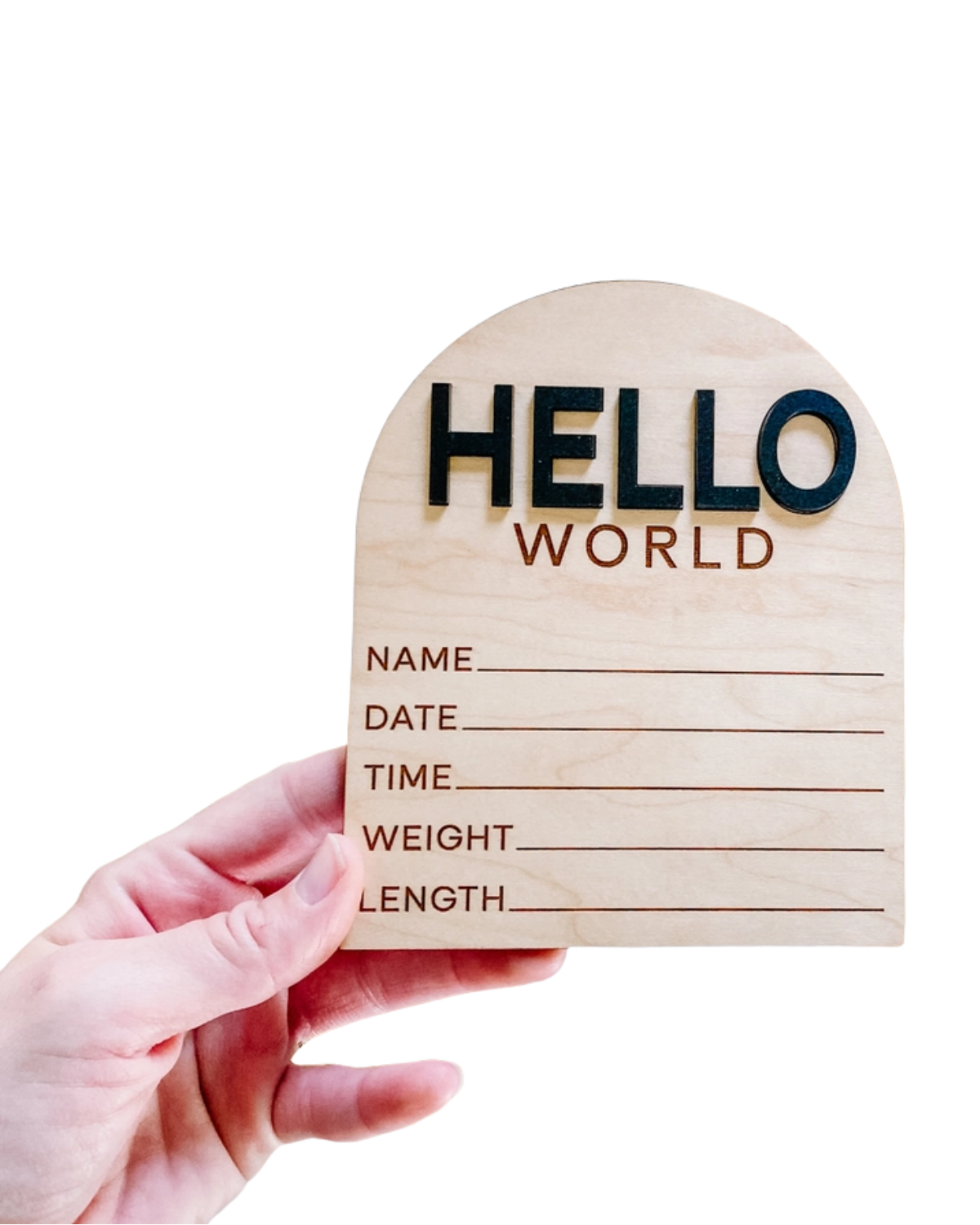 Modern Arch Hello World Birth Stat Sign - Black