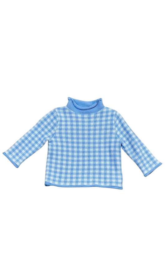 Blue Gingham Signature Rollneck Sweater