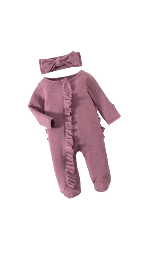 Ruffle Bottom Long Sleeve Romper