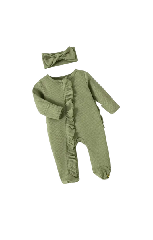 Ruffle Bottom Long Sleeve Romper