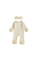 Load image into Gallery viewer, Ribbed Ruffle Long Sleeve Romper
