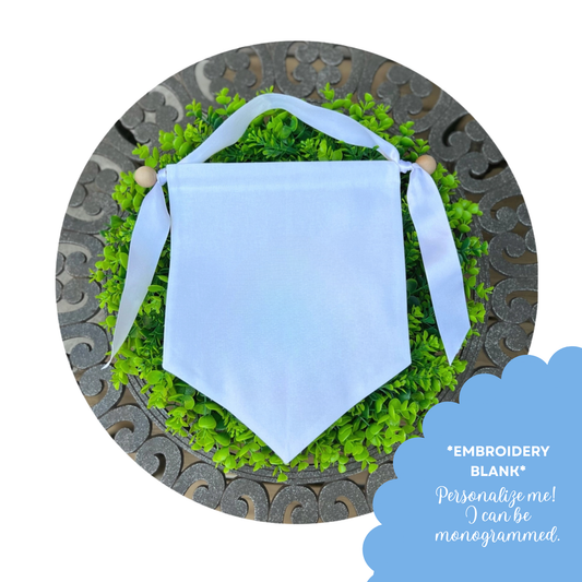 White Linen Blend Banner With Hanging Set