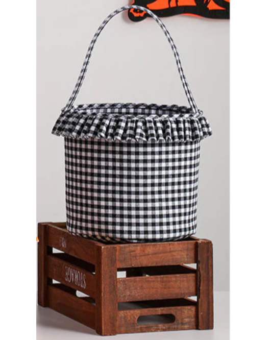 Gingham Halloween Bucket - Black Ruffle