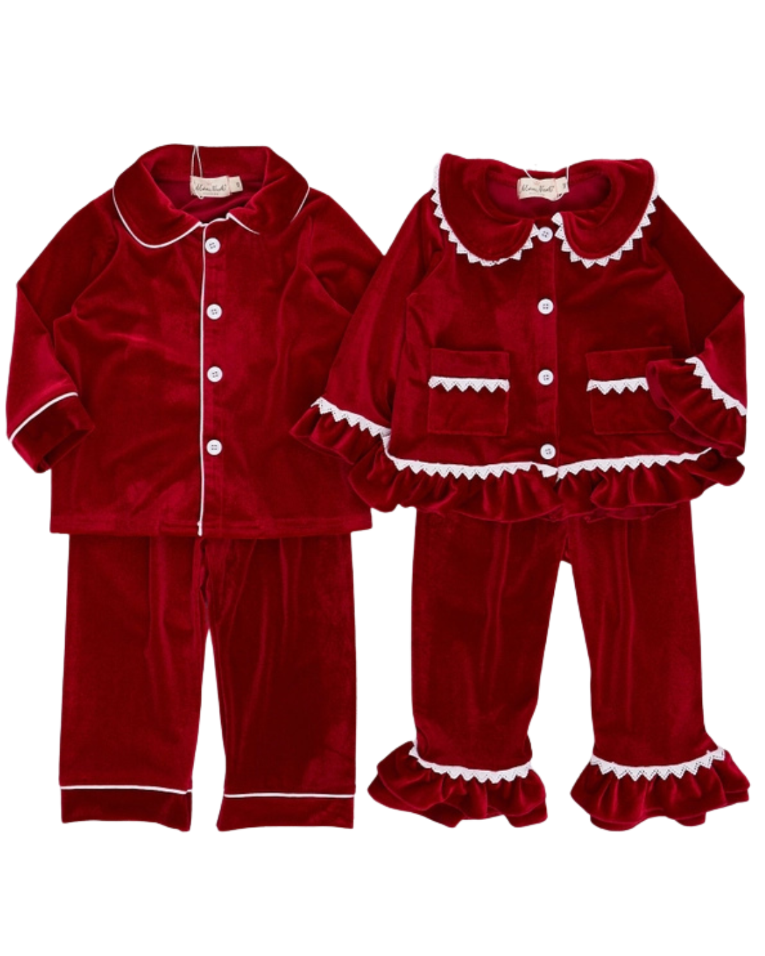 Ruby Velvet Ruffle Pajamas