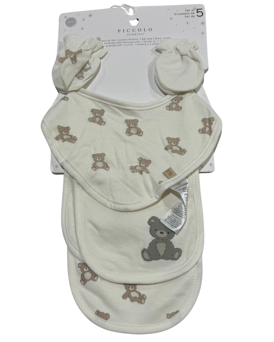 Bandana, Mitts, & Burp Cloth 5 pc.