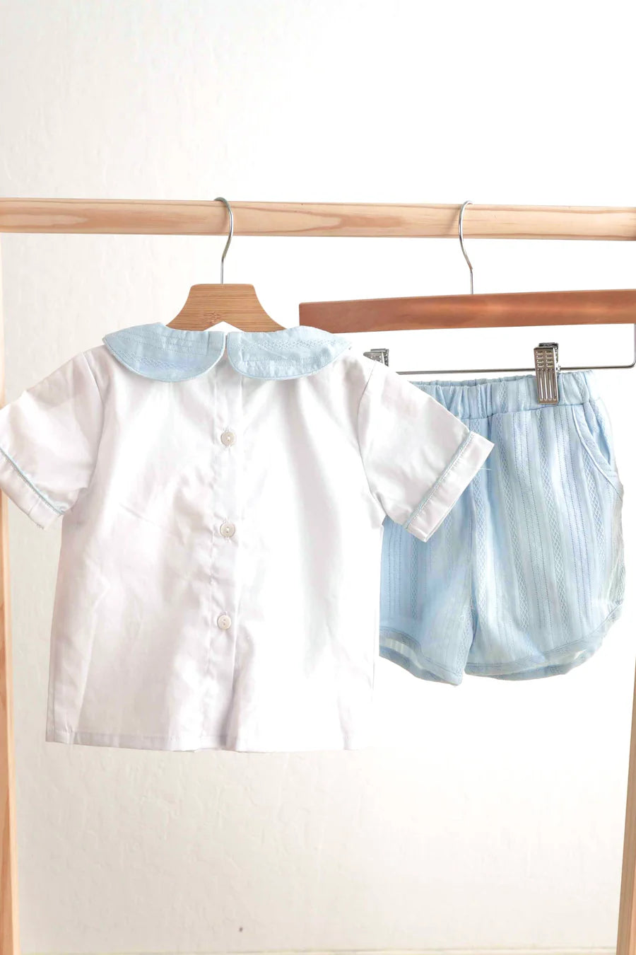 Blue Cross Smocked Boy Set