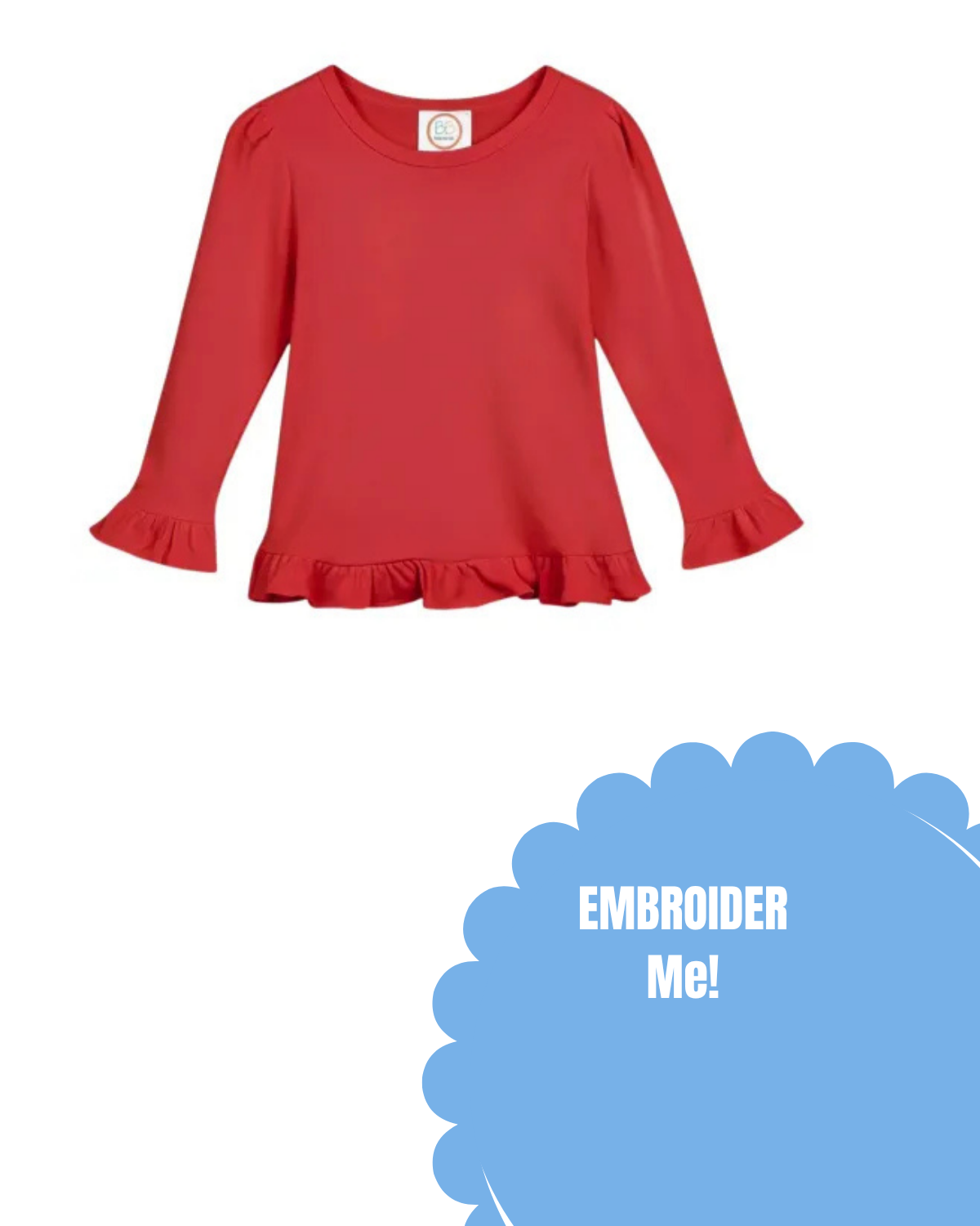 Blank Girl's Long Sleeve Ruffle Tee Shirt