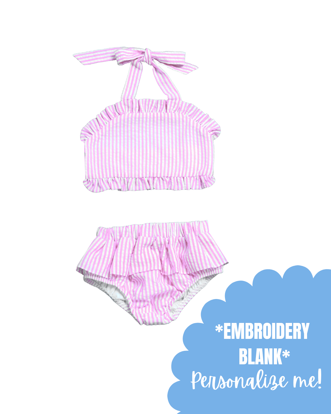 Blank Seersucker Ruffle Bikini