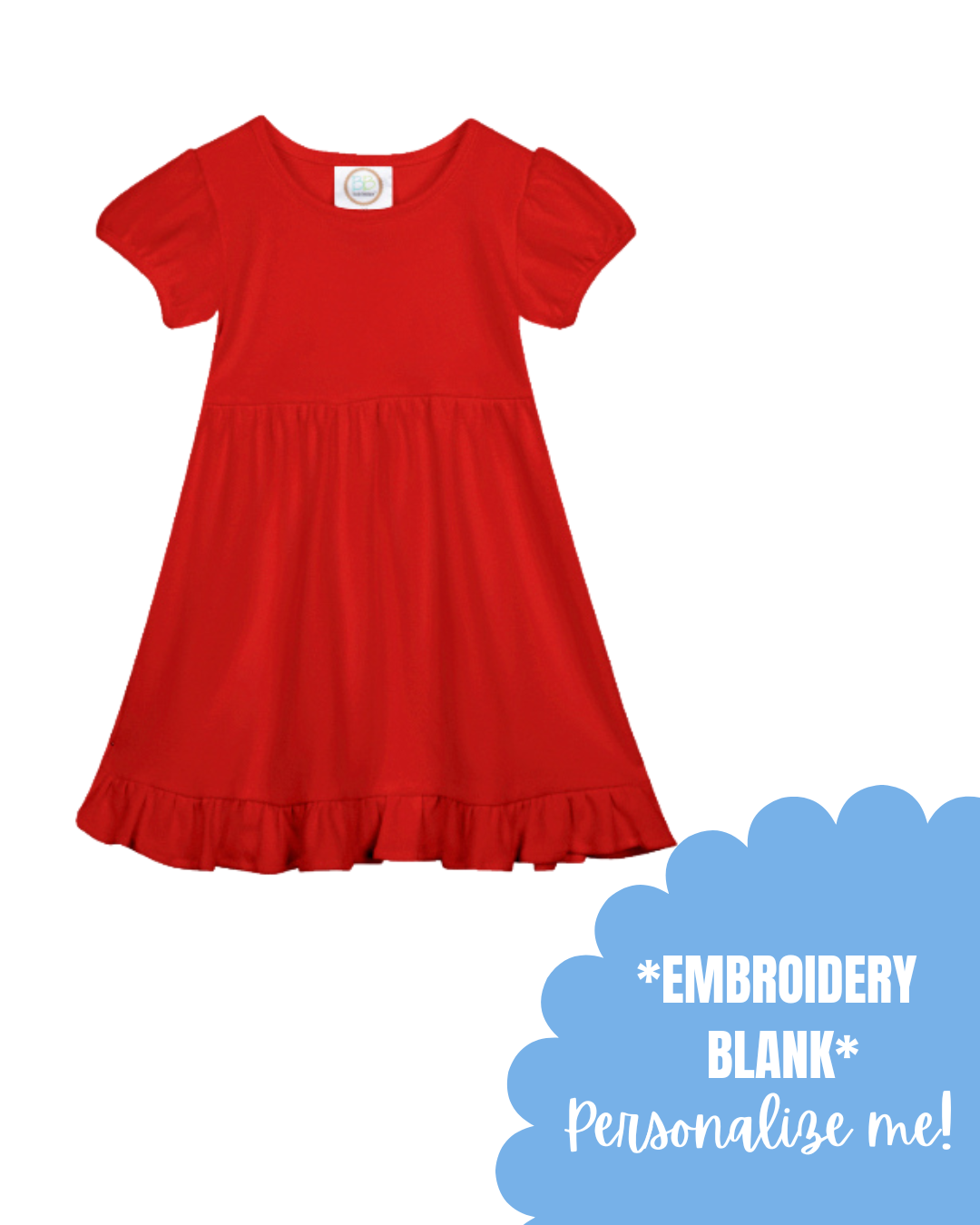 Blank Short Sleeve Empire Waist Ruffle Dress