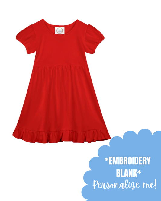 Blank Short Sleeve Empire Waist Ruffle Dress