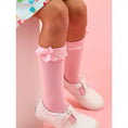 Load image into Gallery viewer, 3-Pack Lace Ruffle Bow Knee High Socks
