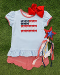 Load image into Gallery viewer, Red, White, and Bows Scallop Shorts Set
