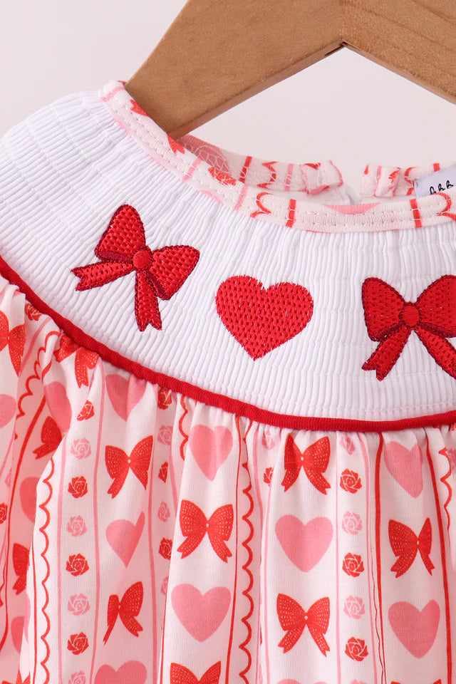 Heart & Bow Smocked Bubble