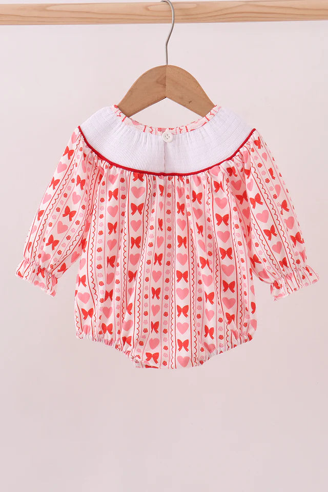 Heart & Bow Smocked Bubble