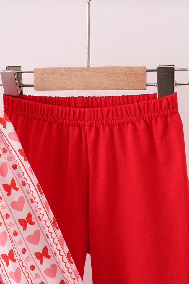 Heart & Bow Smocked Ruffle Pants Set