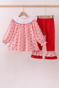 Load image into Gallery viewer, Heart & Bow Smocked Ruffle Pants Set
