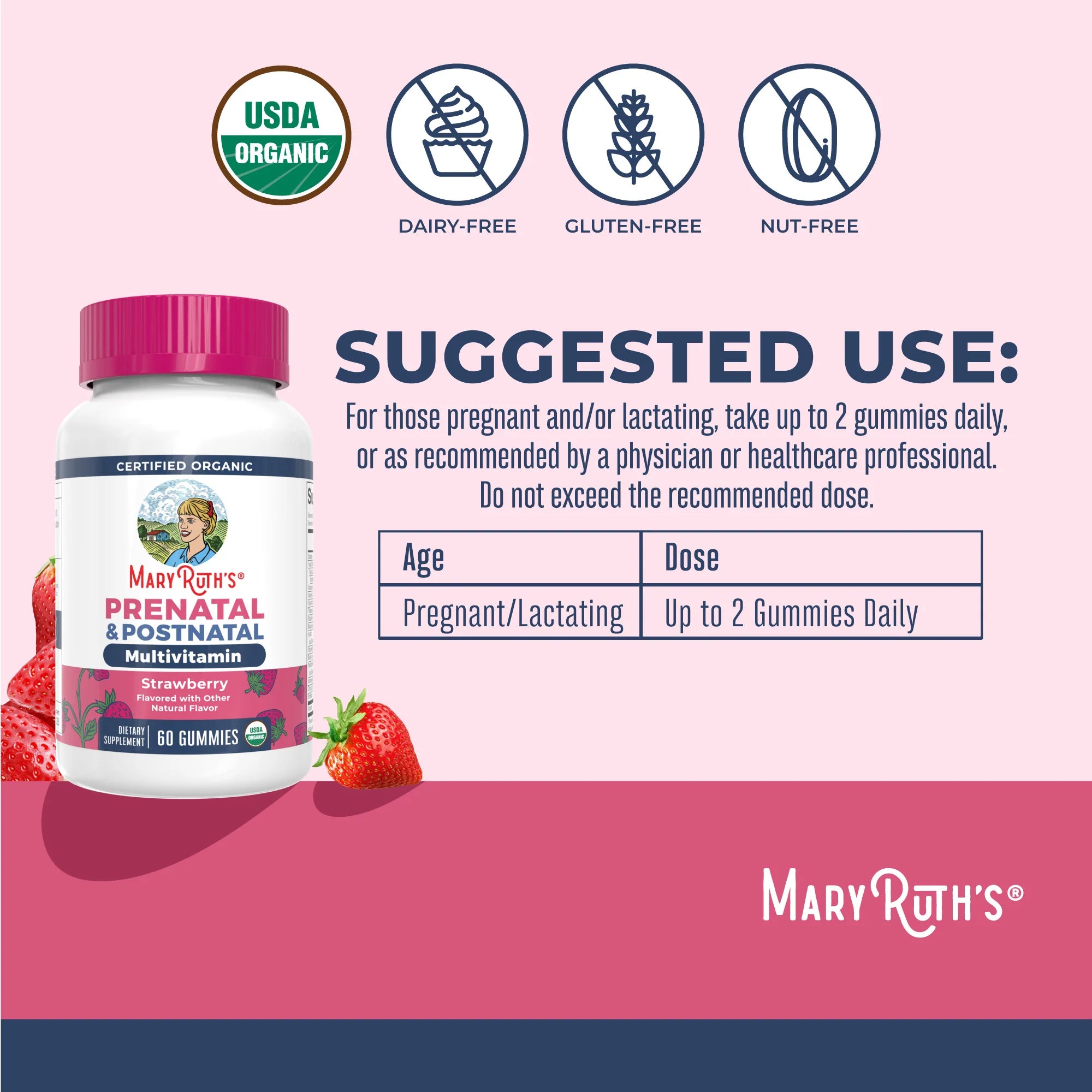 Mary Ruth's Organic Prenatal & Postnatal Multivitamin Gummies
