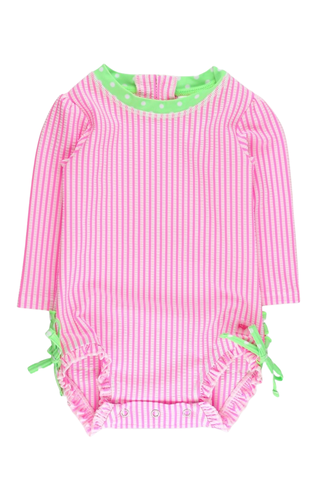 Neon Pink Seersucker One Piece W/ Rash Guard