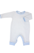 Load image into Gallery viewer, Blue Knit Romper with Pima Binding
