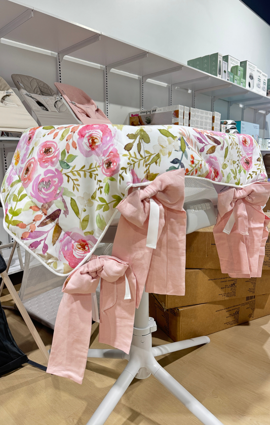 Floral + Bow Crib Rail Cover