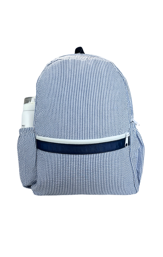 Navy Seersuker Backpack