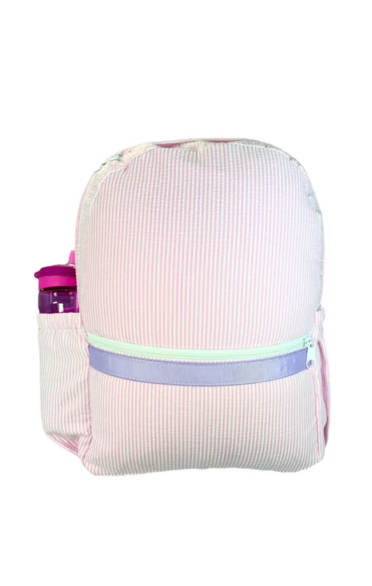 Pink Seersucker Stripe Backpack